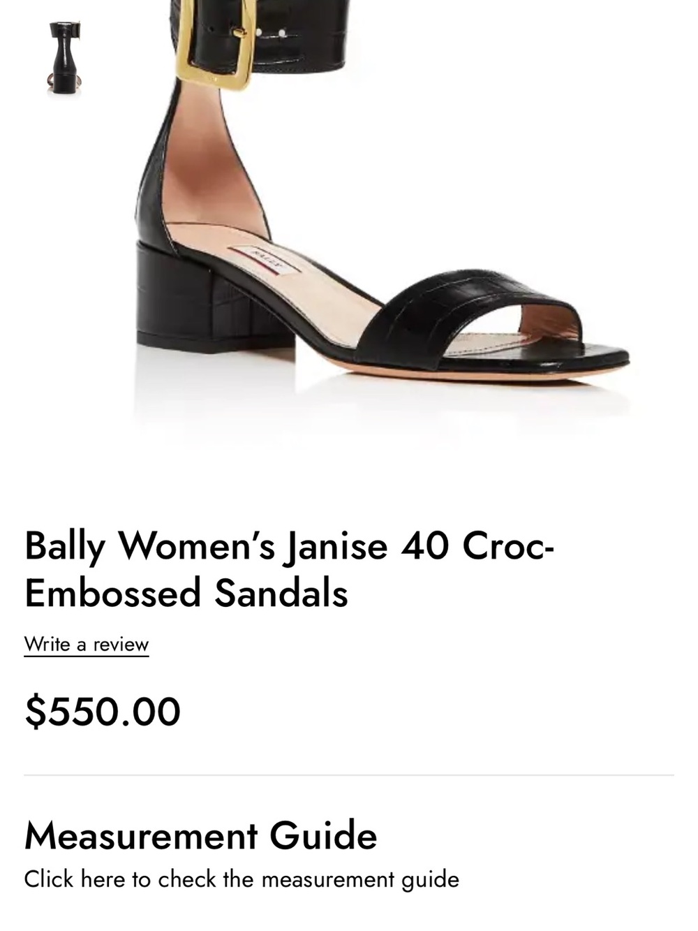 Bally Black Croc-Embossed Ankle-Strap Sandals with Gold Buckle